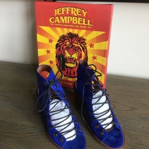 Jeffrey Campbell Blue Suede Lace-up Sandal 8B